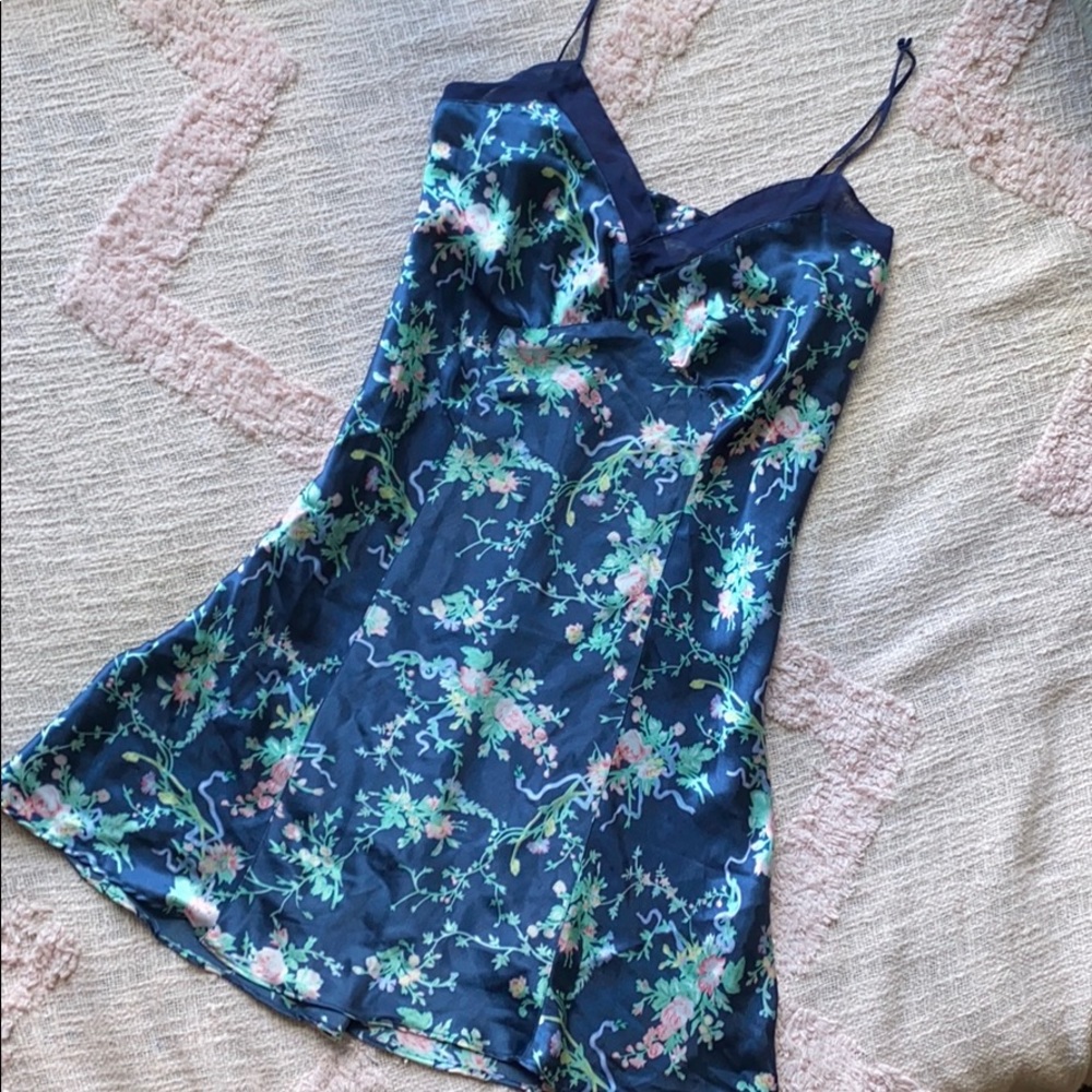SOLD Victoria Secret Blue Floral Slip Dress
